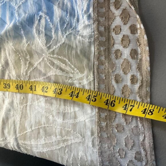 Adore Large Kimono Poncho Shawl Blue Beige Coastal Burn Out Velvet Boho - Picture 6 of 12